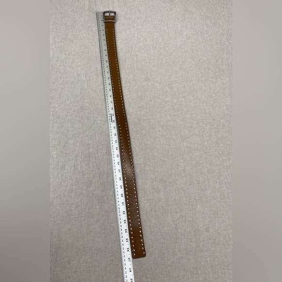 Calvin Klein Studded Genuine Leather Belt Square Buckle Bohemian Size S Brown - Picture 6 of 8